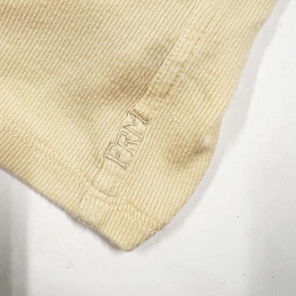 Frame Denim Womens Canary Yellow Ribeed Short Sleeve Crew Baby Tee Size XL - Picture 5 of 8